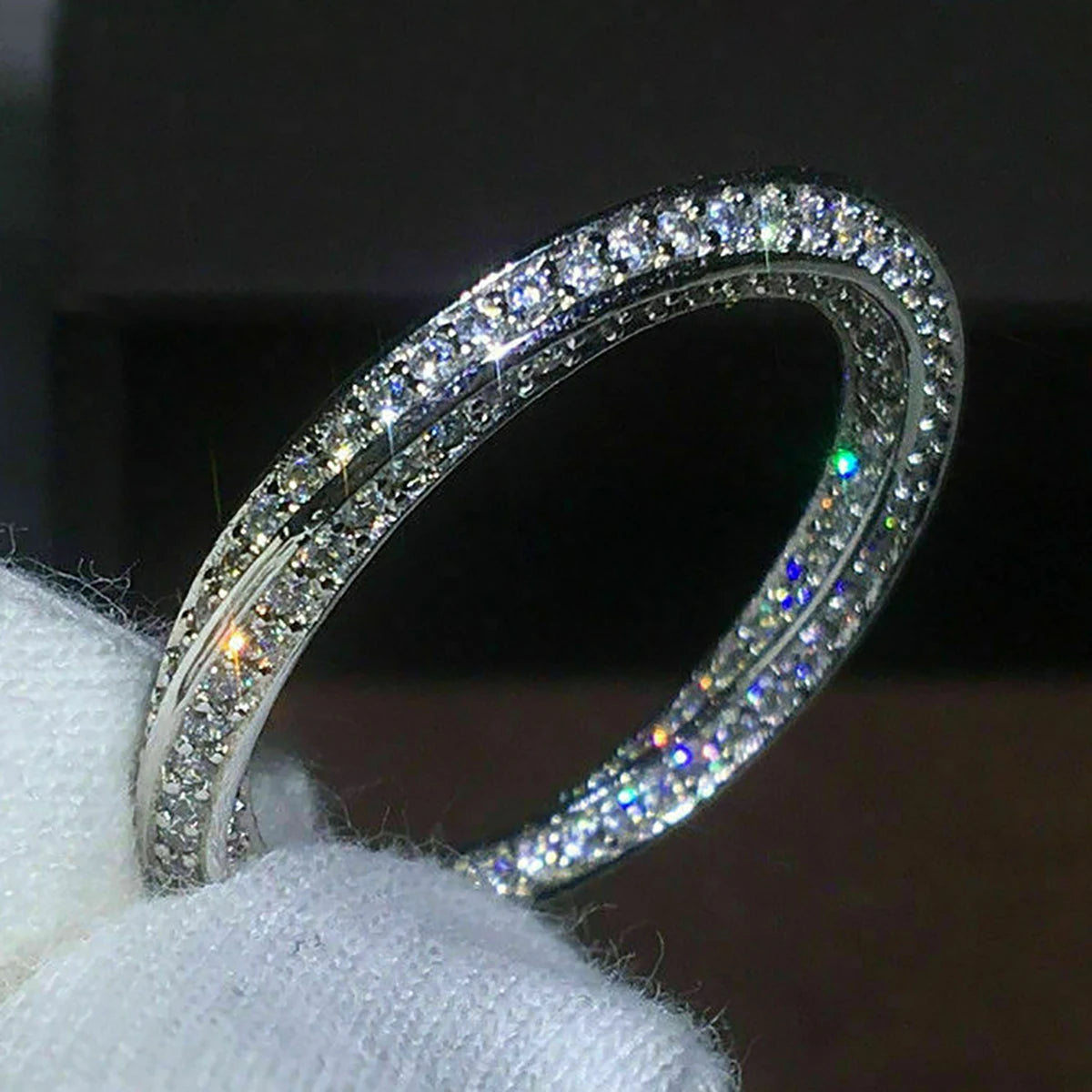 CAOSHI Exquisite Twist Design Sparkling Cubic Zirconia Finger Rings for Women Wedding Engagement Silver Plated CZ Rings Jewelry