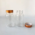 Empty 120ml  Plastic Transparent Capsule Pill Bottle with Gold Cap Lid 120g Grams Tablet Packing Container Bottles