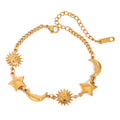N&S Women's Trendy 18K Gold Stainless Steel Star and Moon Charm Bracelet Adjustable 17+5CM for Parties and Religious Occasions MegaBDM