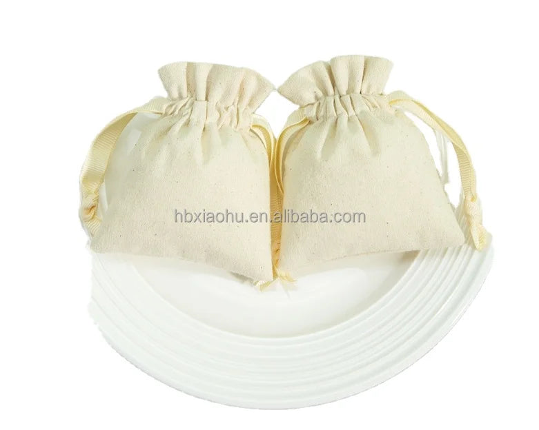9*12centimeters  Jewelry Drawstring Ground Cotton and Linen Cotton Jewelry Packaging Pure Cotton Jewelry Storage Bags in Stocks