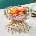 American European Style Luxury Glass Flower Food Tray Living Room Home Decoration Creative Gold Fruit Tray