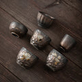 Japanese Gilding Iron Glaze Teacup  Ceramic Kung Fu Tea Cup Retro Fragrance-smelling Cup Small Master Cup