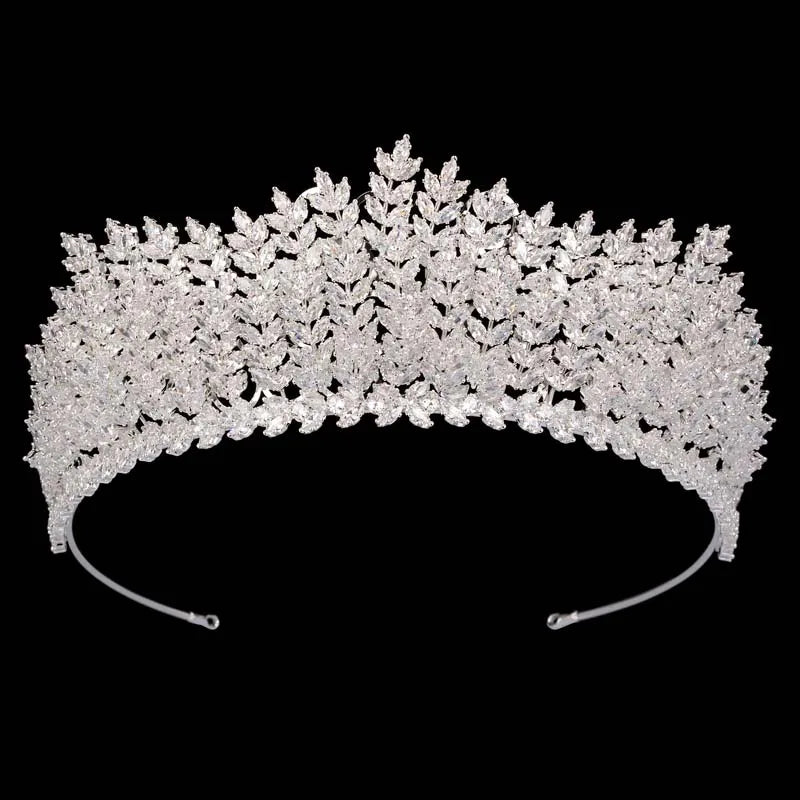 Full Inlaid Cubic Zircon Tiara for Wedding Silver Plating Gold Filled Bridal Hair Accessories Party Jewelry for Women BC7214