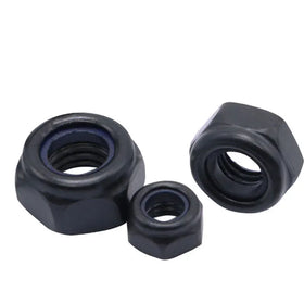3/8 Inch Hex Nut Nylon Black Oxide Bike Axle Nuts Hex Flange and Nylon Lock Nut