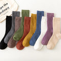 High Waist Women's Socks Ins Trendy Solid Color Mid-calf Socks Korean and Japanese Retro Cotton Autumn Winter Socks