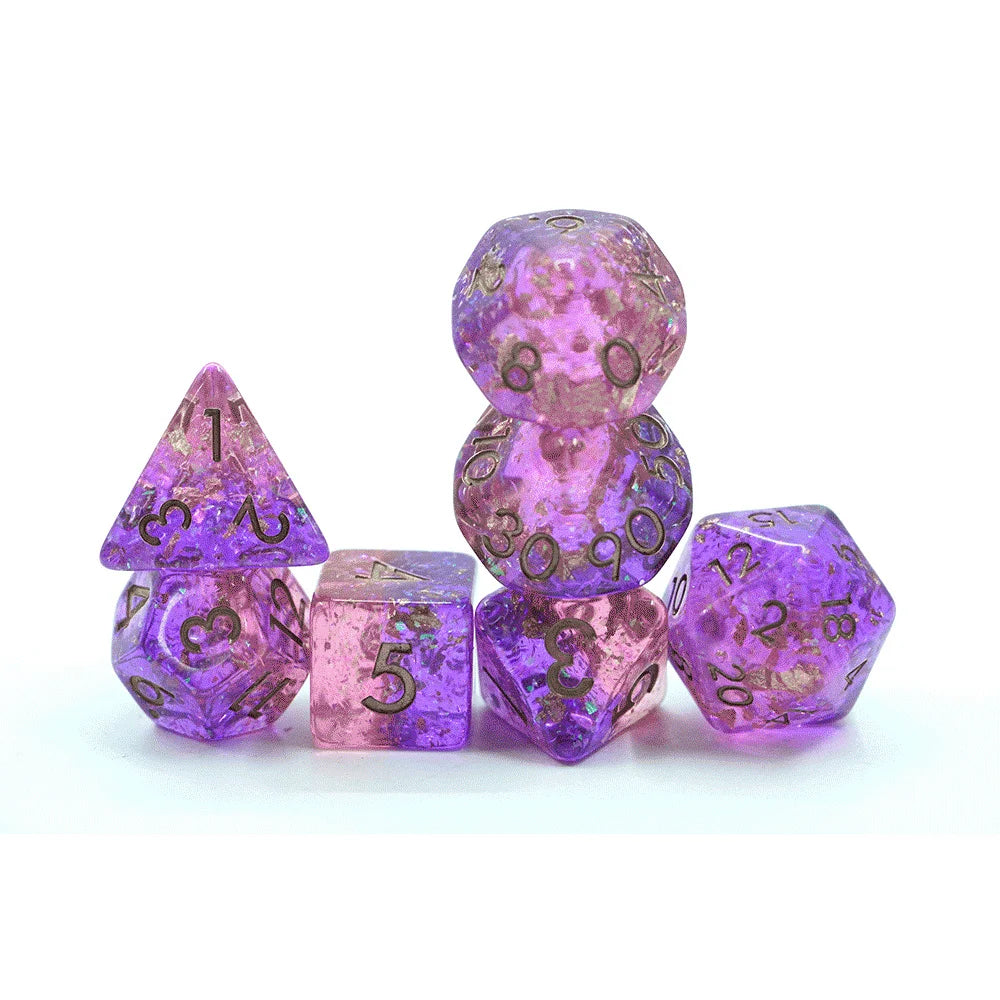 16mm Custom Dice Set Dnd Rpg Polyhedral Resin Redpink and black vapor Dice Set