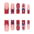 Wholesale Temooi 24Pcs ABS Long Tips Coffin False Nails Hero Rhinestone Printing with Nail Glue Press on Nail Art Design