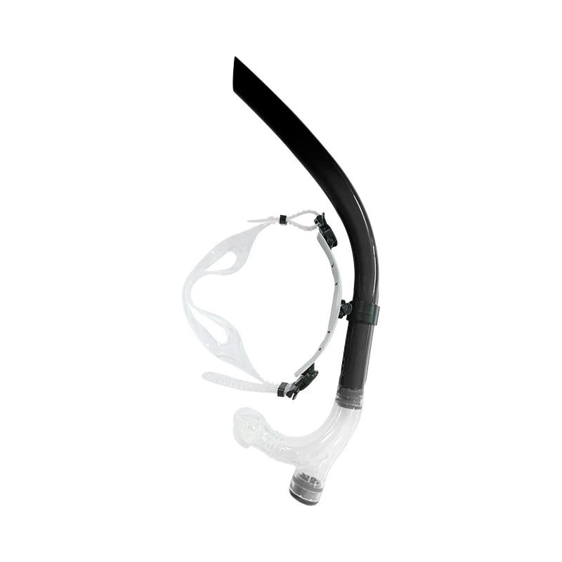 WASPO S13 Glide Center Mount PVC & Silicone Dry Snorkel with Breathing Tube for Lap Swimming and Diving