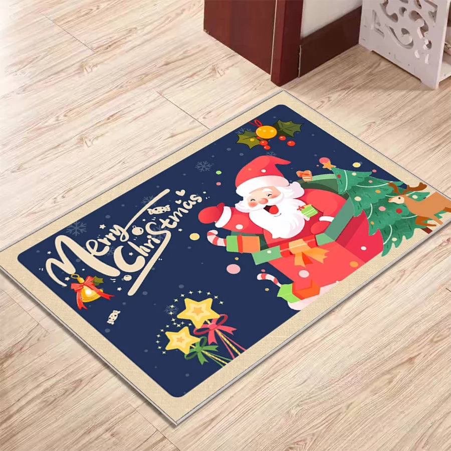 Small Carpet Mat 2025 Xmas Decorative Santa Claus Printing  Mat Custom Holiday Carpet Mat