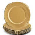 Gold 13 Inch Round Charger Plates Leaf Embossed Rim Under Charger Plate Wedding Table Decoration