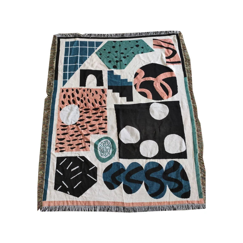 Bohemia  Custom  Wholesale Jacquard  Picnic Throw Tapestry Woven Geometry  Blanket for