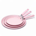 18/22/26 cm High Quality Fry Pan Kitchenware Set Pink Color Aluminium Marble Non Stick Soft Touch Handle