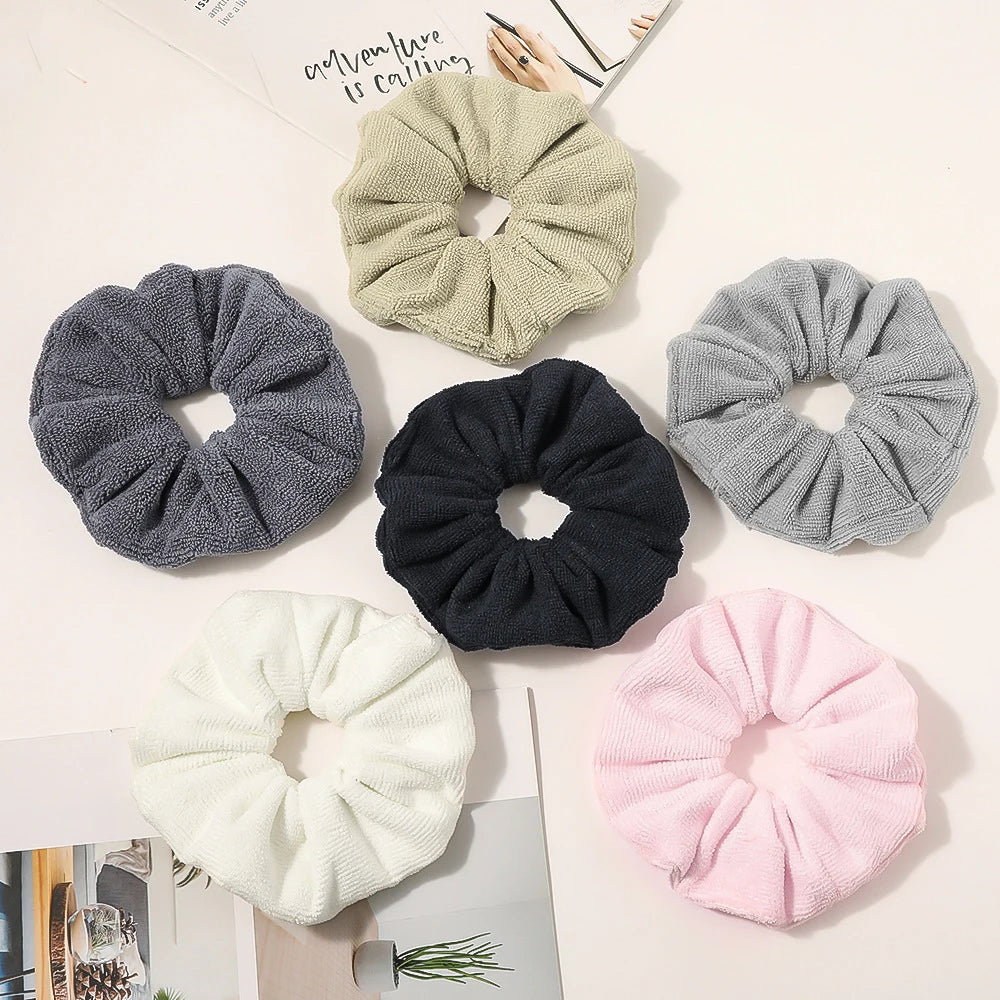 Large Drying Scrunchies Microfiber Towel Hair Scrunchies Thick Soft Hair Scrunchies Fuzzy Hairband Ponytail Holder for Woman