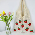 Korean Knitted Cute Strawberry Out Shoulder Beach Bag Customized Casual Jacquard Weave Travel Handbag