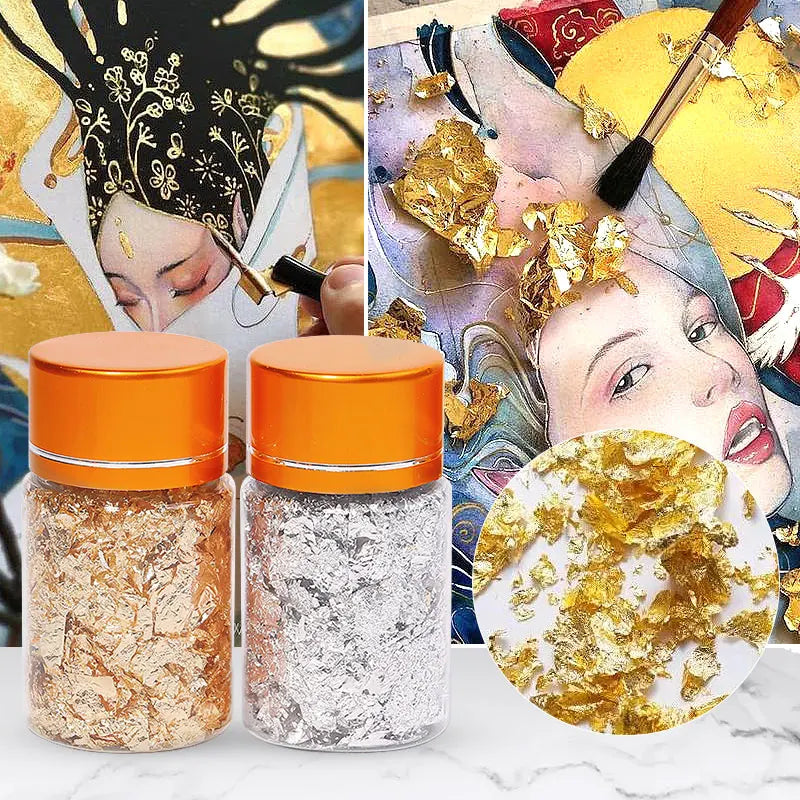 Misscheering New Broken Gold Silver Copper Aluminum Foil Broken DIY Nail Art Decoration Gold Foil Nail Accessories