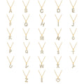 Simple Stainless Steel Chain Copper Initial Letter Necklace Micro Inlaid Zircon Alphabet Letter Charm Necklace for Women