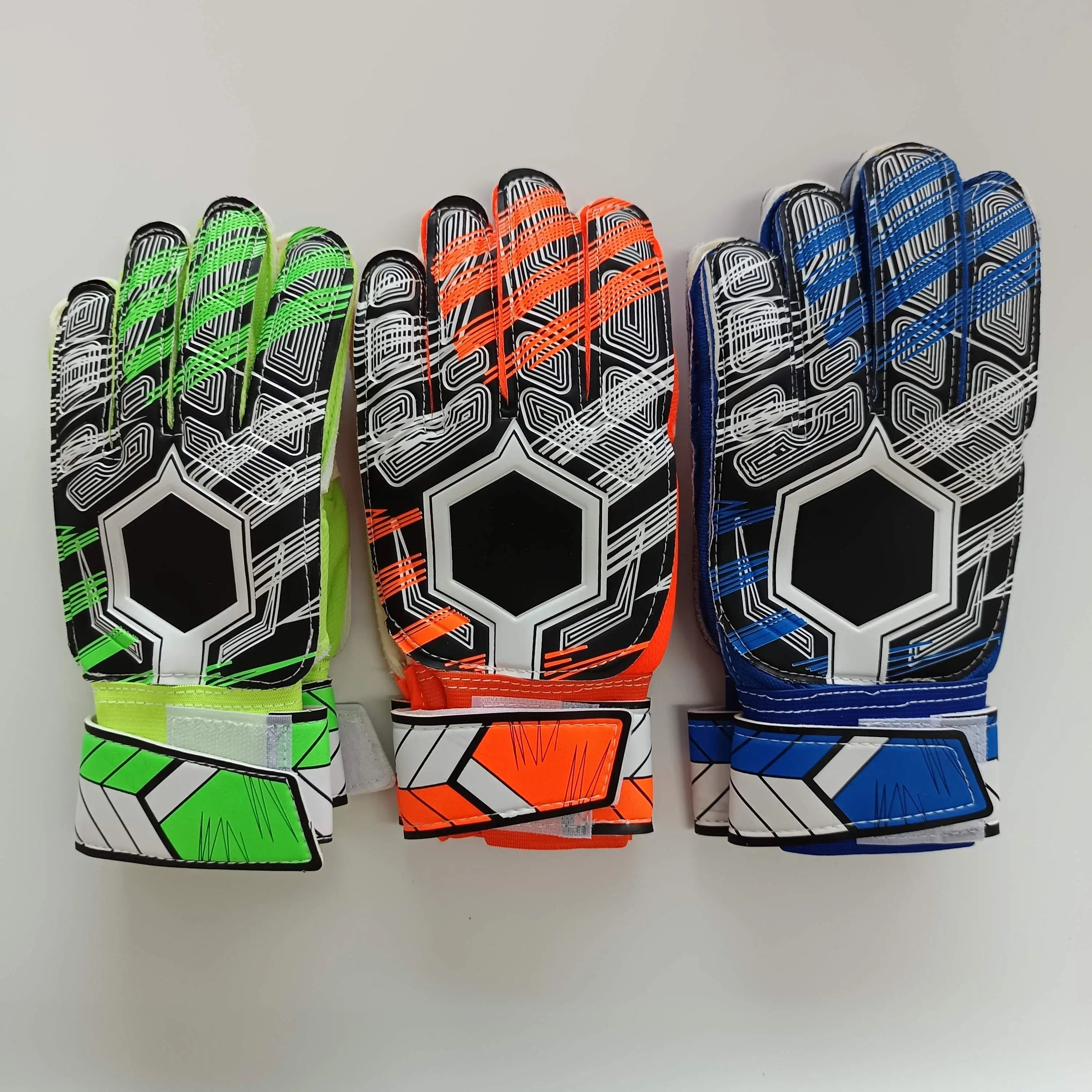 Green Blue Orange Thicken Anti-slip Soccer Game Football Sports Training Goalkeeper Gloves with Rubber Finger Guard Protector