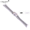 Rolamy 20mm Jubilee Bracelet Band Strap Hollow Curved End Solid Screw Links Luxury Stainless Steel Silver Double Push Clasp