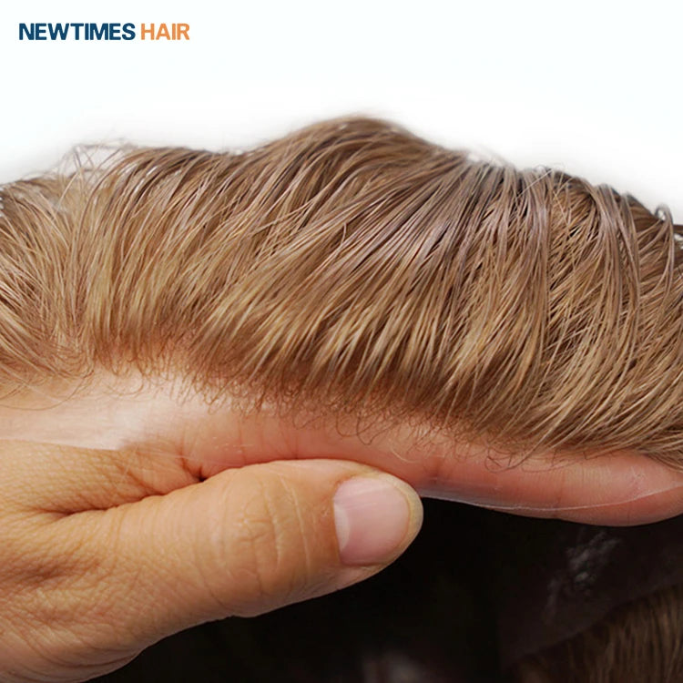 HS1 Single Knots Durable Nature Hairline 0.08mm Thin Skin Hair System Toupee