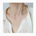 Dina Women Jewelry Elegant Gold Plated Stainless Steel Rope Chain Imitation Pearl Choker Necklace Trendy Geometric Anniversary
