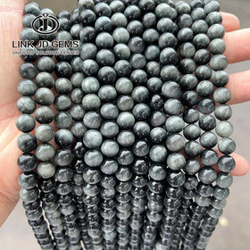 LINK JD GEMS JD 6/8/10/12mm Pick Size 5A Quality Natural Hawk Eye Eagle Eye Stone Round Loose Spacer Beads for Jewelry Making