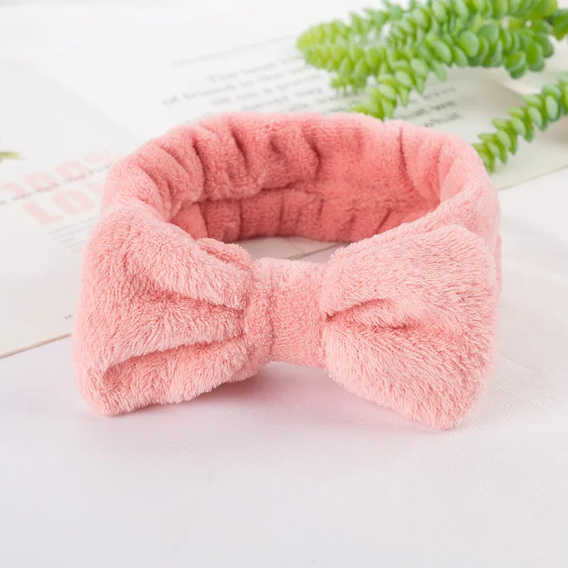 New Soft Coral Fleece Headband Cross Top Knot Bow Headband Elastic Hair Band for Women Girls Wash Face Turban Headwear