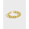 925 Silver Jewelry Adjustable Ring Women 925 Sterling Silver 18K Gold Plated Chain Shape Minimalist Resizable Ring Jewelry