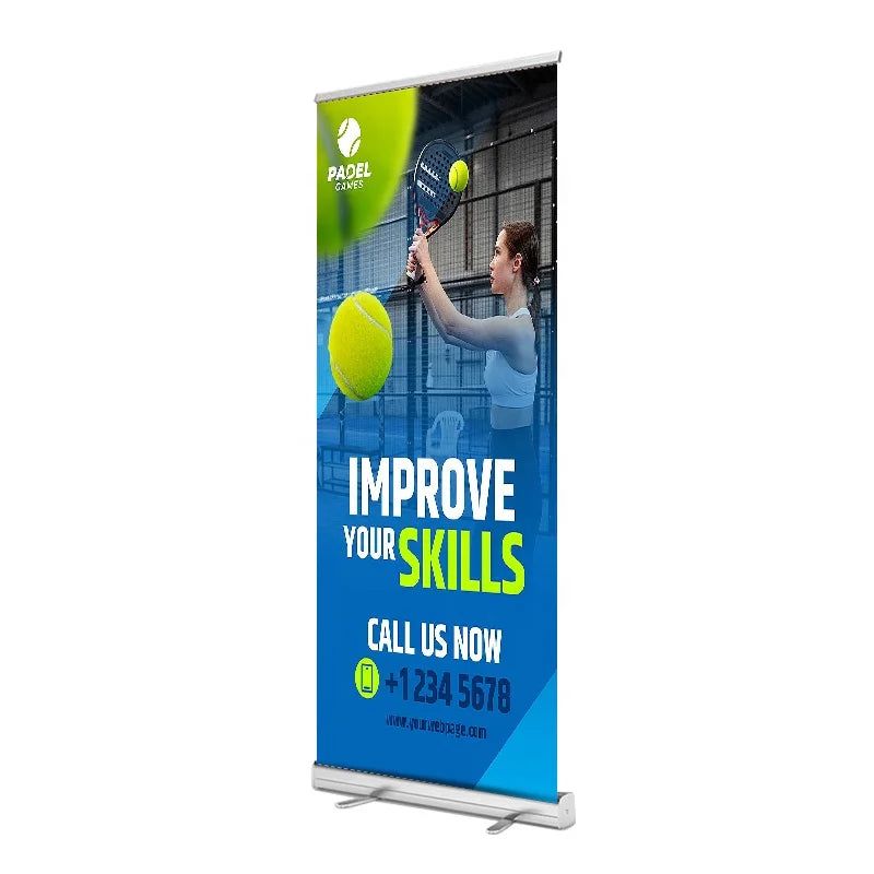 Retractable Roll up Banner Custom Portable Advertising Display Easy Installation Aluminum Frame Pull up Banner