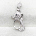 Sterling Silver 7*9mm Semi Mount Pendant Empty Frame Blank Support Setting S925 Base Holder Without Center Stone for DIY Inlay