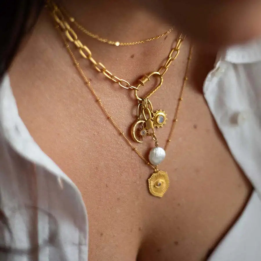 DIY Jewelry Making Stainless Steel Star Moon Evil Eyes Elephant Lotus Heart Charms Plated 18K Gold Non Tarnish Pendant Necklace