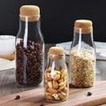 New Glass Jar 150/300/700ml Food Storage Canister Glass Jars with Cork Wood Lid for Sugar Tea Coffee