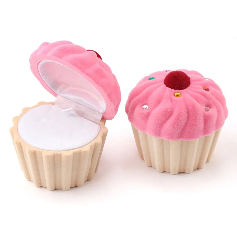 Flocking Cute Doll Cake Jewelry Box Ring Box Jewelry Box
