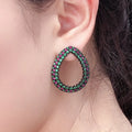 Fashion Colourful Luxury Brazil Pearl Shaped Zirconia Stone Gold Plated Earrings for Women Party