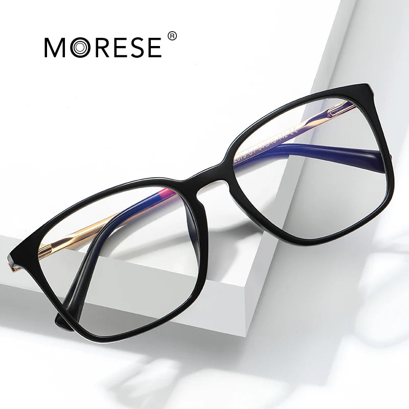 MORESE 2079 Men's Transparent Rectangle Eyeglass Frames Fashionable Solid Pattern Optical Reading Glasses
