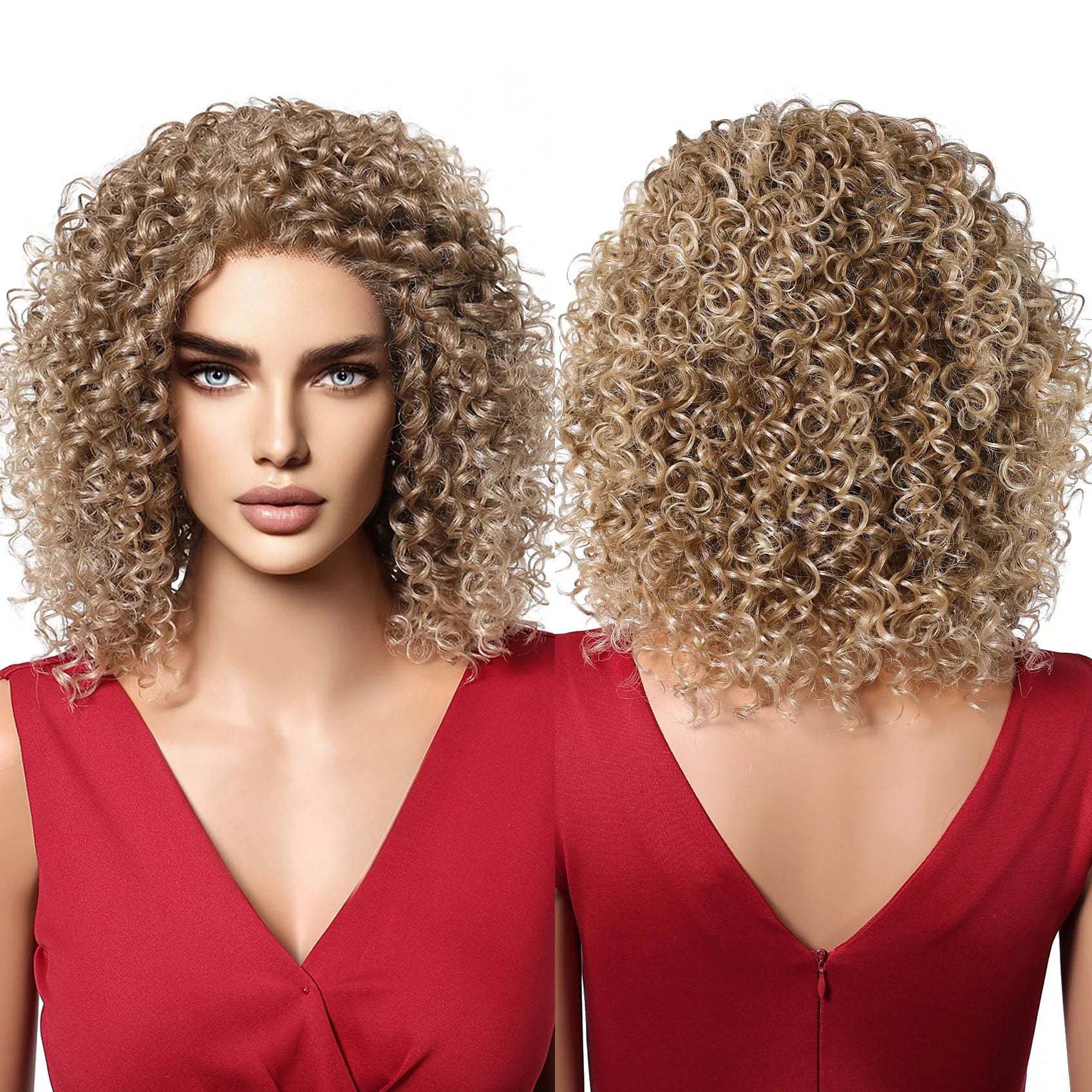 Future Chemical Fiber Synthetic Short Curly Lace Wig Blonde Stripe African Super Curly Wig High Quality Chemical Fiber Smooth