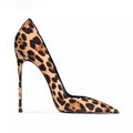 5 Inch Latest Design Bridal Shoes Slip-On Leopard Print Pencil Heel High Heels Shoes 12cm Elegant Women