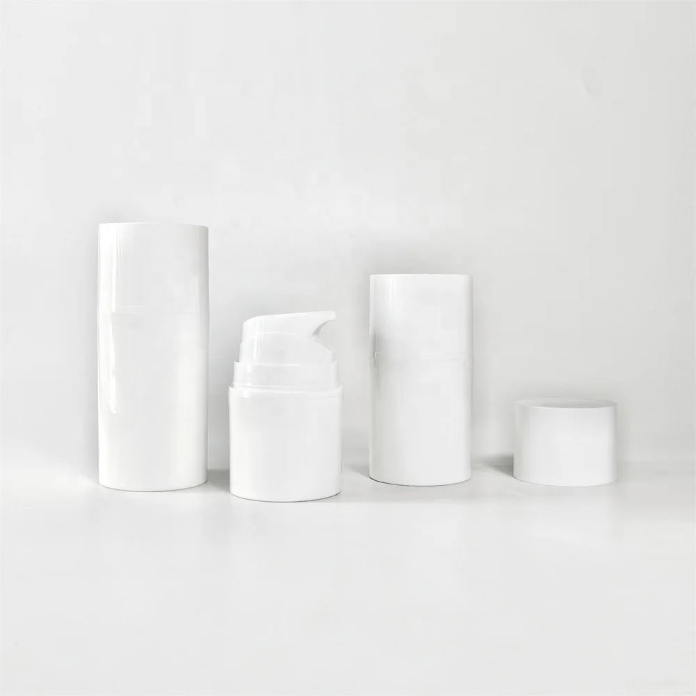 30ml 50ml 80ml White Plastic Empty Cosmetic Packaging Bottles Screw Cap for Lotion Face Cream Skin Care Serum-Vacuum Bottle