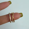 2026 Dazan New Ins Summer 18k Gold Plated Tarnish Free Stainless Steel Minimalism Super Shine Zircon Cross Design Ring for Women