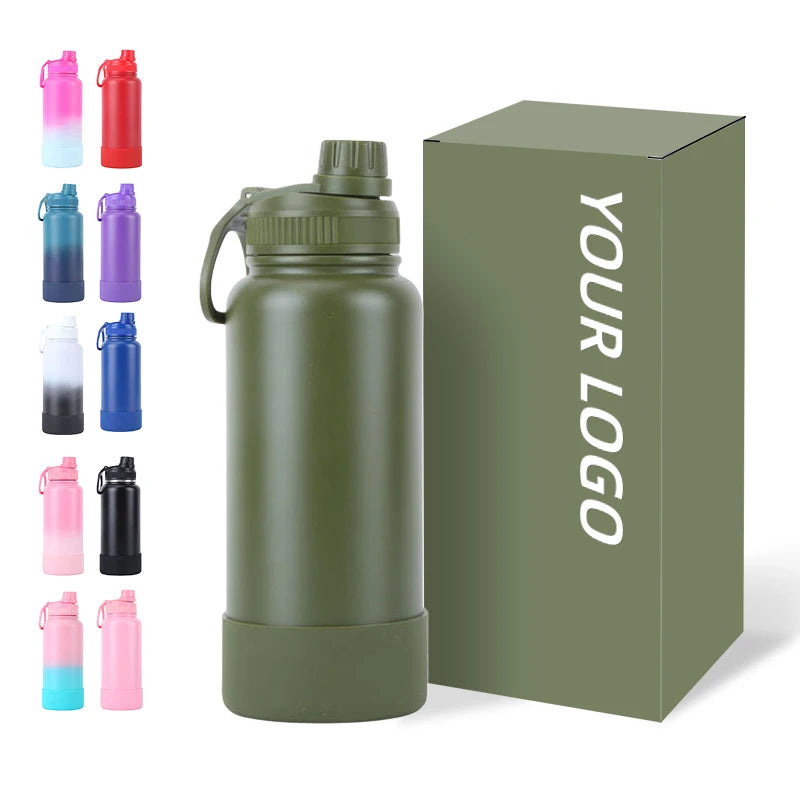 Custom Items Vacuum Flask Metal 32oz Wide Mouth Water Bottle Insulated Double Wall Stainless Steel Sport Water Bottle