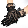 MIO Women Party Wedding Bow Mesh Lace Gloves Short Black White Vintage Wrist Ruffle Gloves Elegant Bridal Finger Mittens