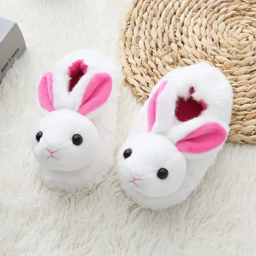 Winter Thermal for Slippers for Boys and Girls Long Ears Cartoon Rabbit Furry for Slippers with Custom Logo