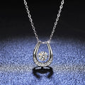 18Inch Link Chain Sterling Silver Rhodium/Platinum Plated Claw Setting 5.0MM Moissanite Pendant Dancing Diamond Necklace