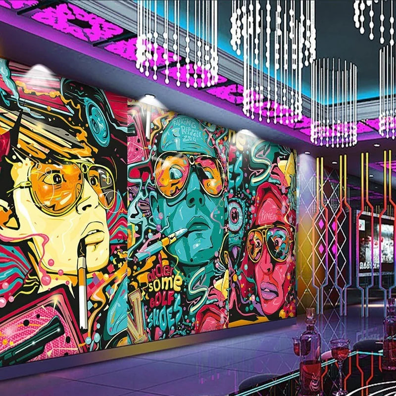 Hand-Painted Graffiti Background Wallpaper Mural Industrial Style Clothing Store Gym Dance Studio Hip-Hop Street Dance Wallpaper