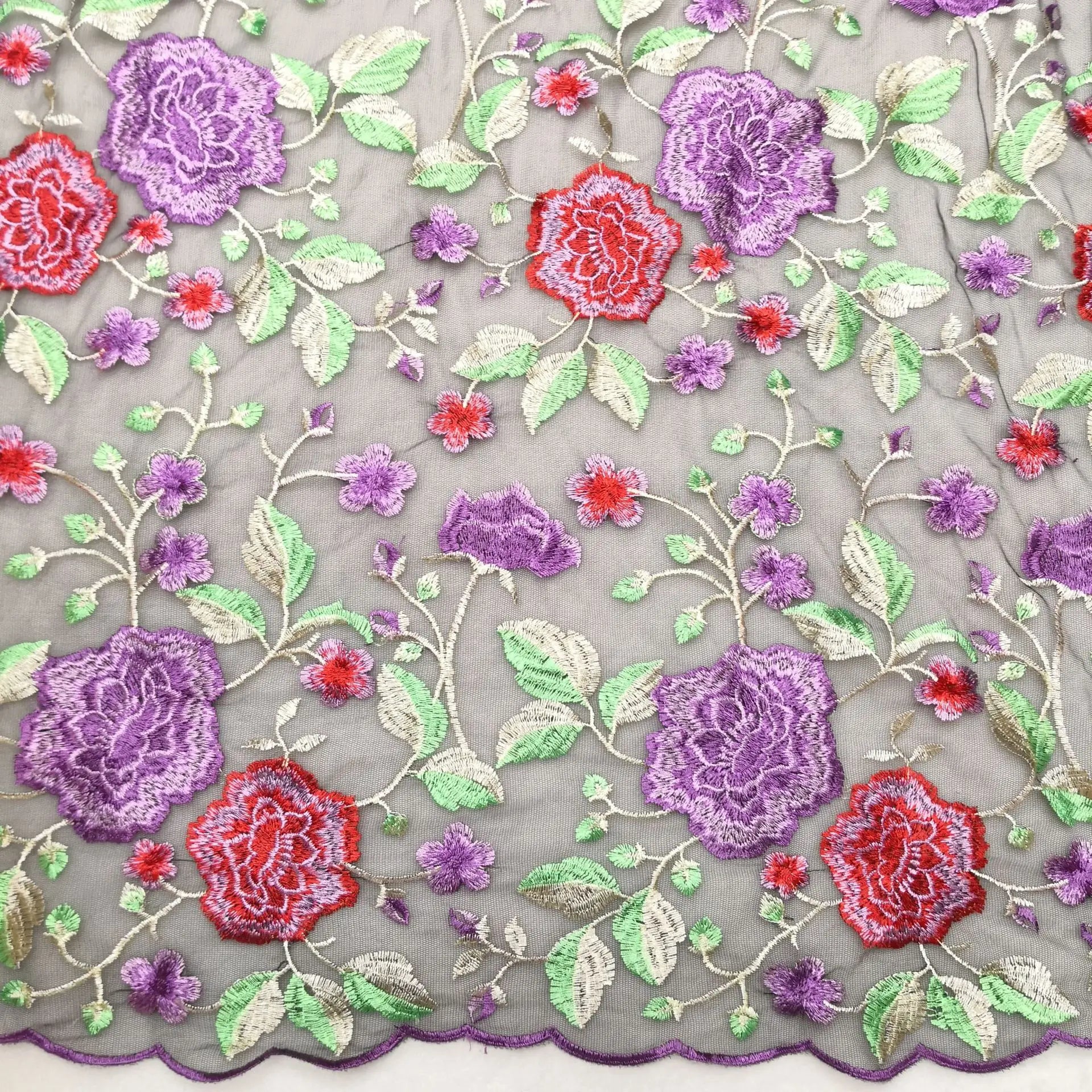 Embroidery Flower Fabric Lace Fabric Encaje Bordado 100% Polyester Fabric for Women Dress