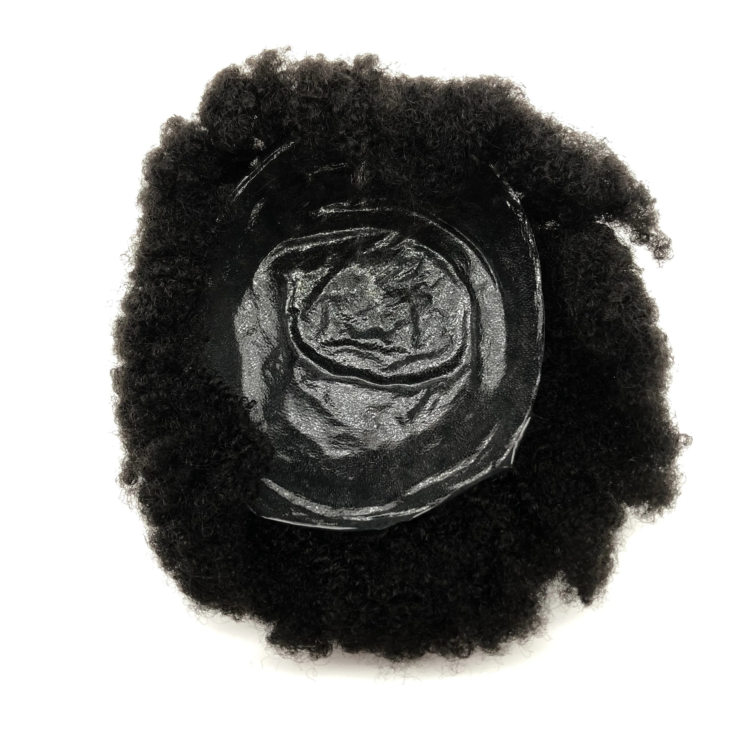 AU Afro Men Toupee Male Hair Capillary Breathable Men's Wigs Prosthesis 6" Replacement System Unit PU Toupee for Men