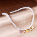 Party Gift 18K Pearl Gold Letter Necklace 316l Stainless Steel Initial Letter Necklace
