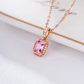Hot Sale Natural Rectangle Pink Sapphire Classic Pendants & Necklace 18k Gold Chain Pendant Women Fashion Diamond Jewelry