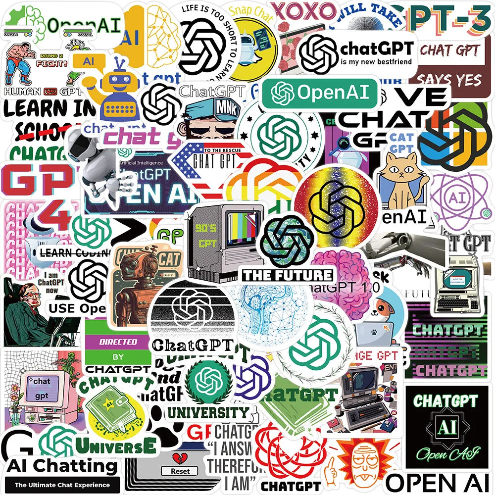 60Pcs New Intelligent Program ChatGpt Logo Graffiti Stickers for Car Bottle Laptop Waterproof Programming Sticker