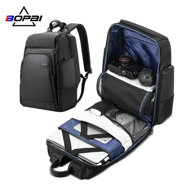 BOPAI Newest Men Large Capacity Multifunction Anti Theft Back Pack Business Usb Charging 15.6 Inch Laptop Travel Backpack