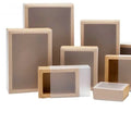 Custom Recycled Kraft Paper Slide Box Packaging with Embossing and Semi-transparent Plastic Sleeve for Socks